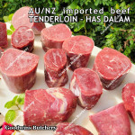 Beef Tenderloin frozen New Zealand NZ AAFCO whole cut +/- 2.3 kg/pc price/kg (eye fillet mignon daging sapi has dalam)